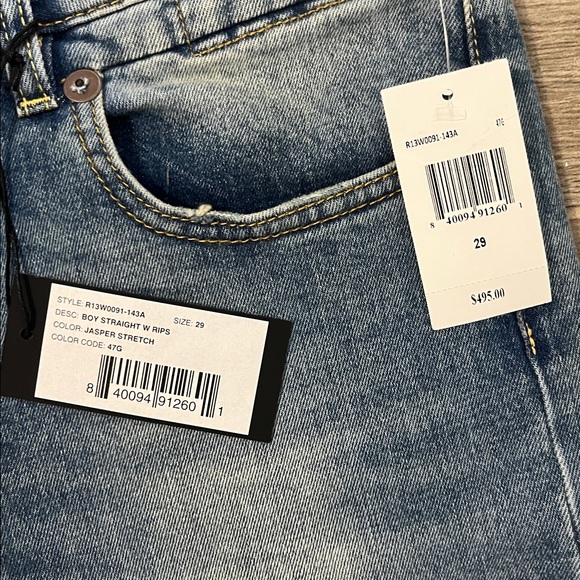 NWT R13 Boy Straight with Rips - Picture 2 of 14
